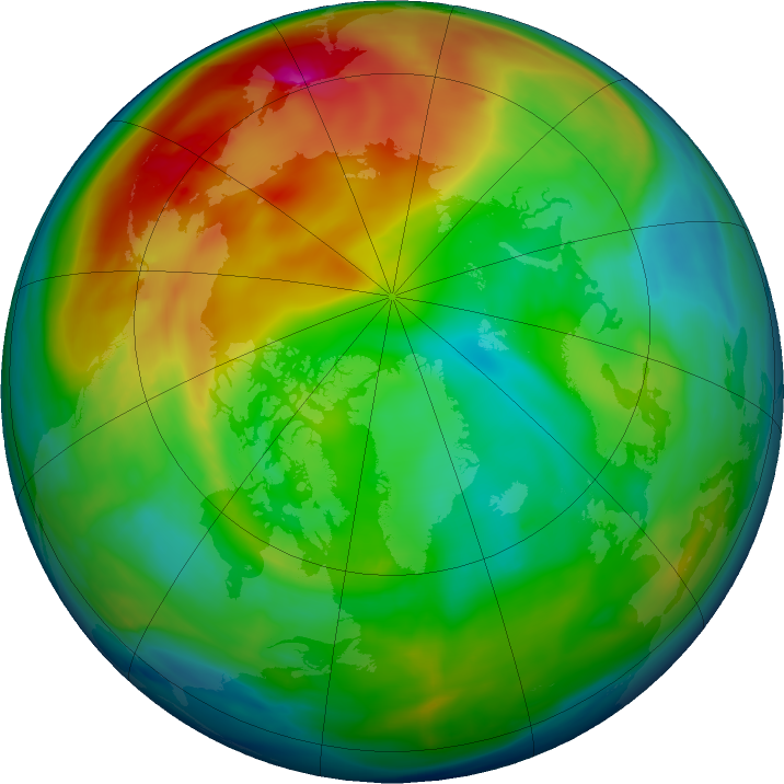 Arctic ozone map for 02 January 2021